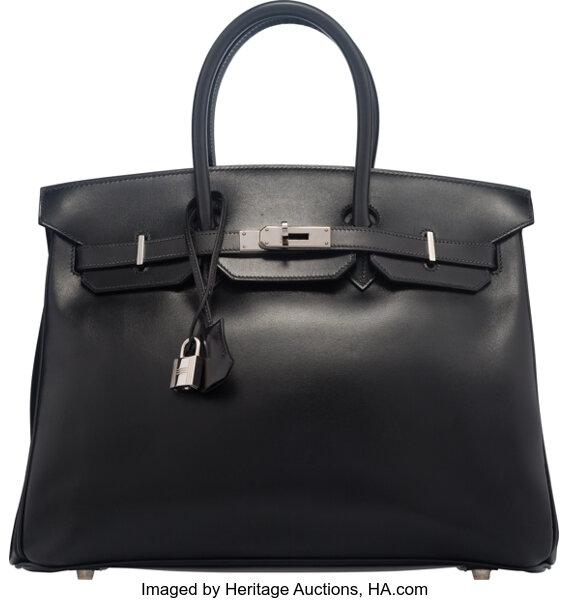 Hermes Birkin HAC Handbag Black Box Calf with Palladium Hardware