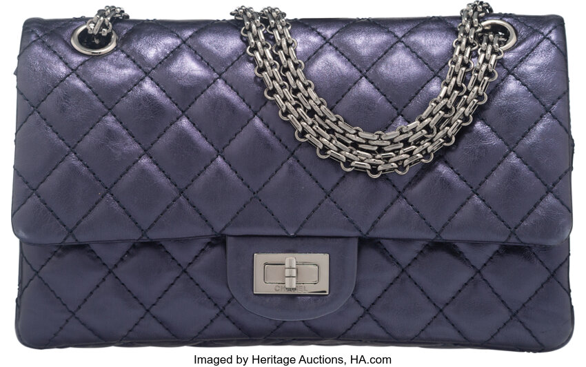 Chanel Aged Calfskin Quilted 2.55 Reissue 225 Flap Navy Gold