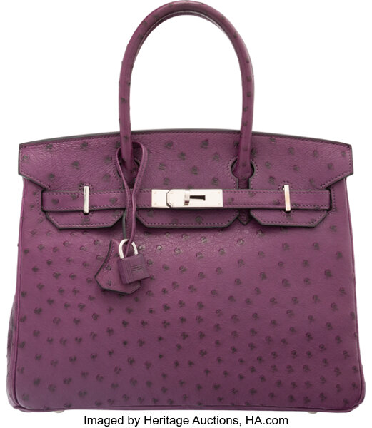 Hermes Birkin 30 Bougainvillier Autruche Ostrich Palladium Hardware #Q -  Vendome Monte Carlo