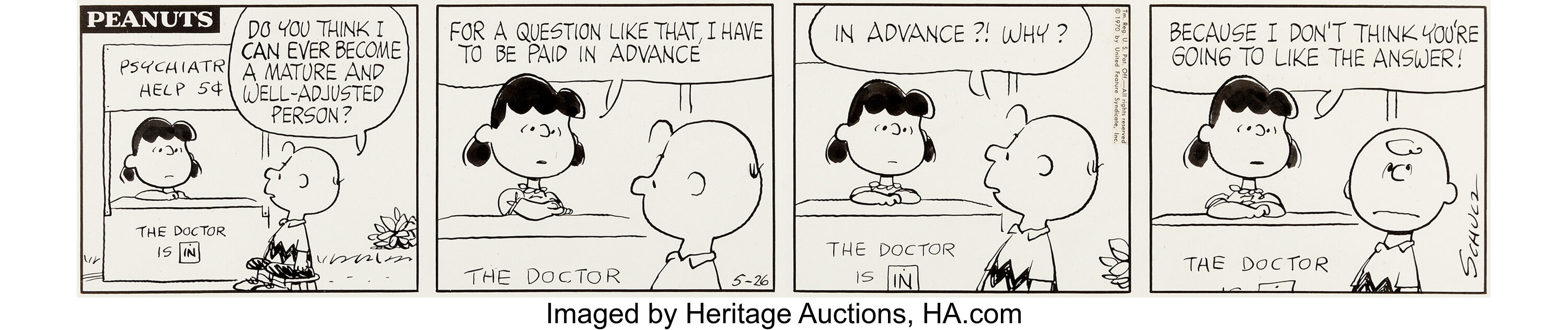 Charles Schulz Peanuts Sunday Comic Strip Charlie Brown And Lucy Lot Heritage Auctions