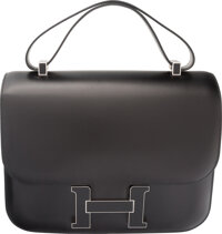 Hermes 18cm Black Swift Leather Gold Plated Constance Bag