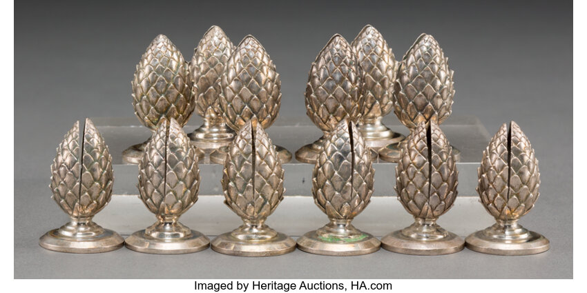 Twelve Tiffany Co Silver Artichoke Form Place Card Holders New Lot 63620 Heritage Auctions