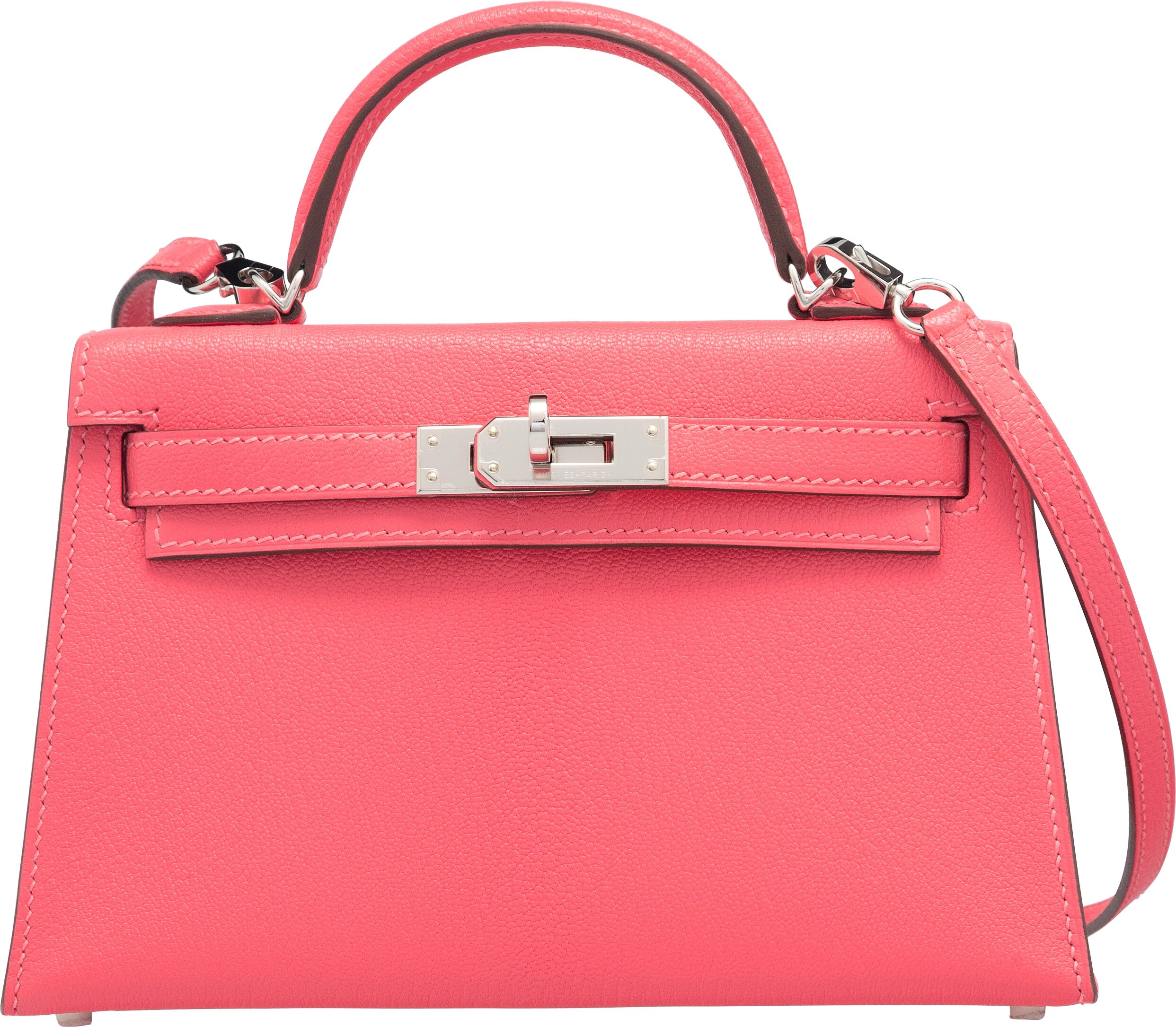 Hermes Kelly 20 Mini Sellier Bag Rose Lipstick Chevre Leather