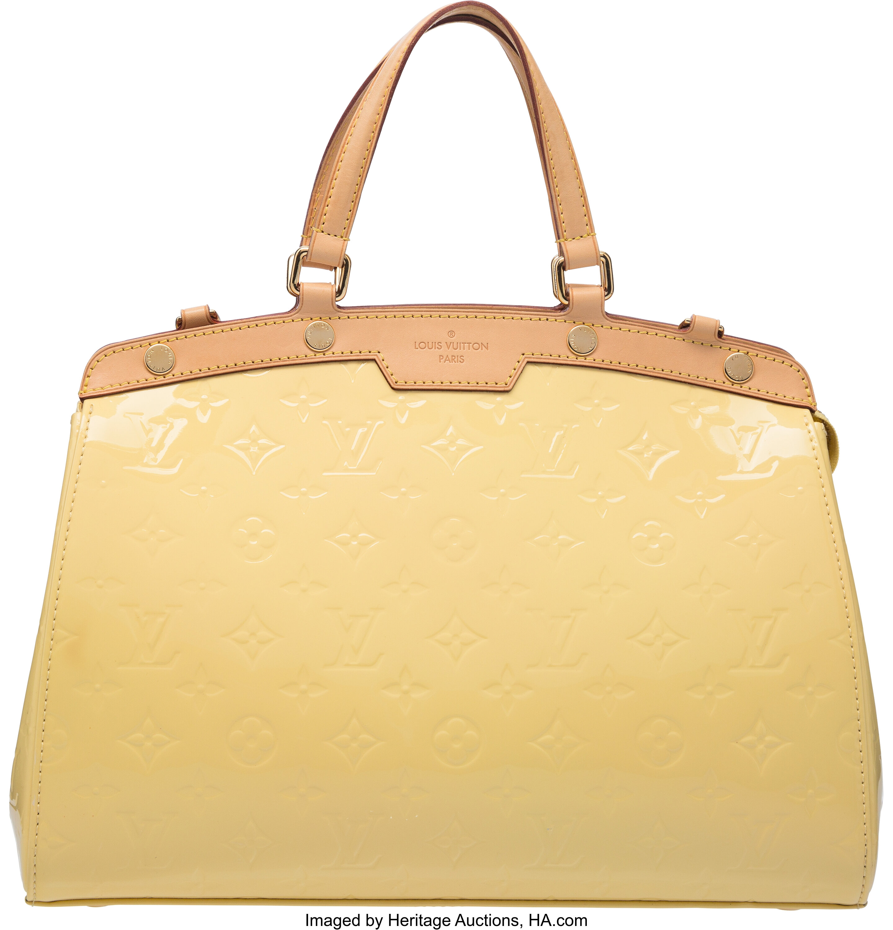 Louis Vuitton Yellow Monogram Vernis Leather Brea MM Bag., Lot #58288