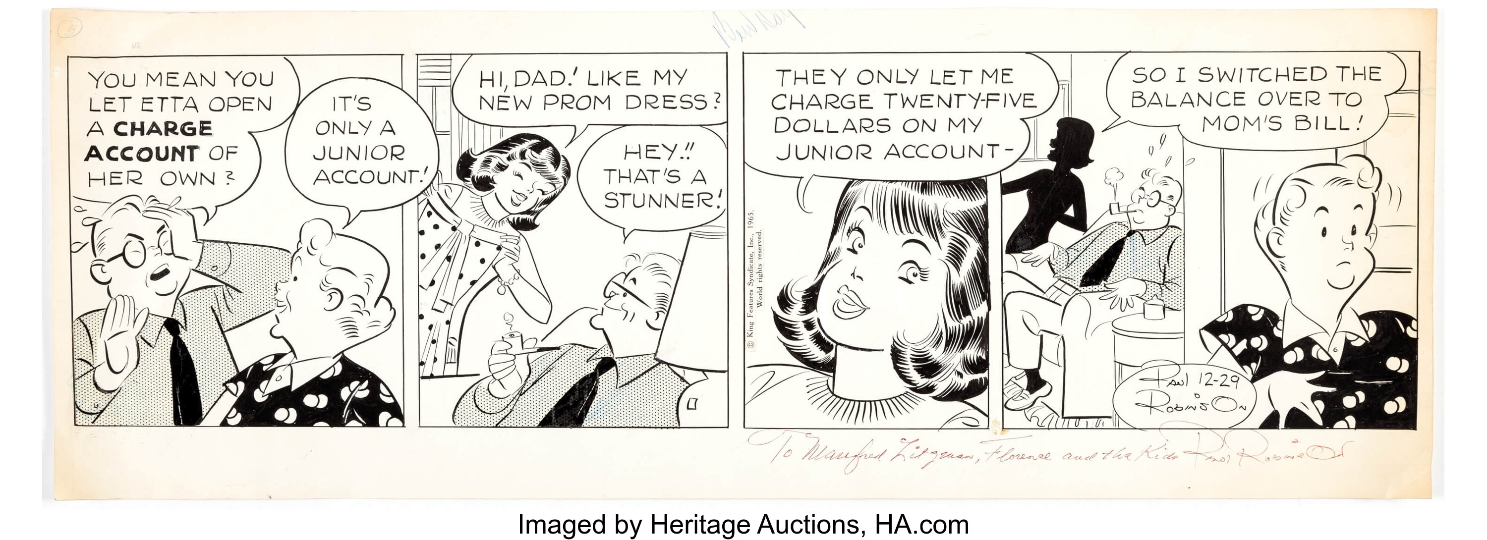 Paul Robinson Etta Kett Daily Comic Strip Original Art dated | Lot ...