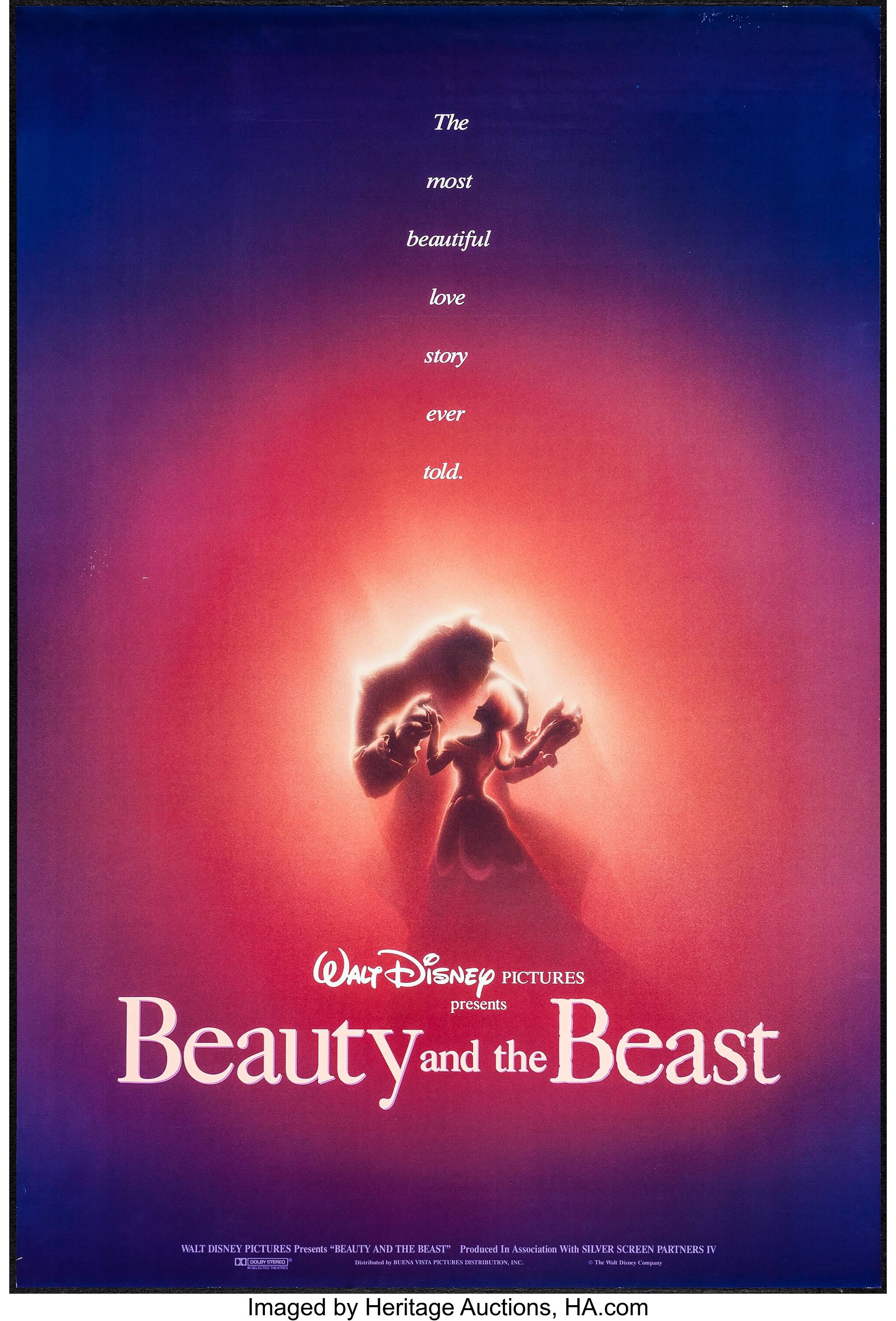 Beauty And The Beast Buena Vista 1991 One Sheet 27 X 40 Ds Lot Heritage Auctions