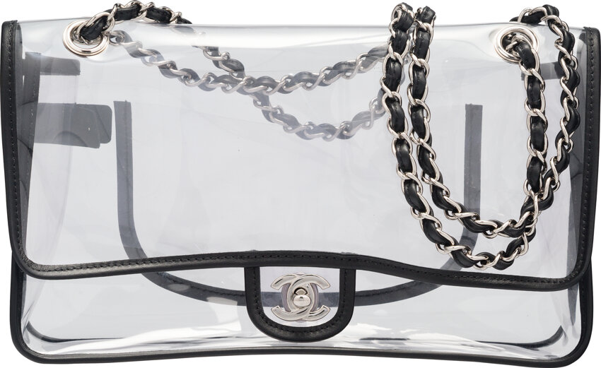 CHANEL, Bags, Chanel Cc Medium Flap Transparent Bag In Blacktransparent  Vinyl