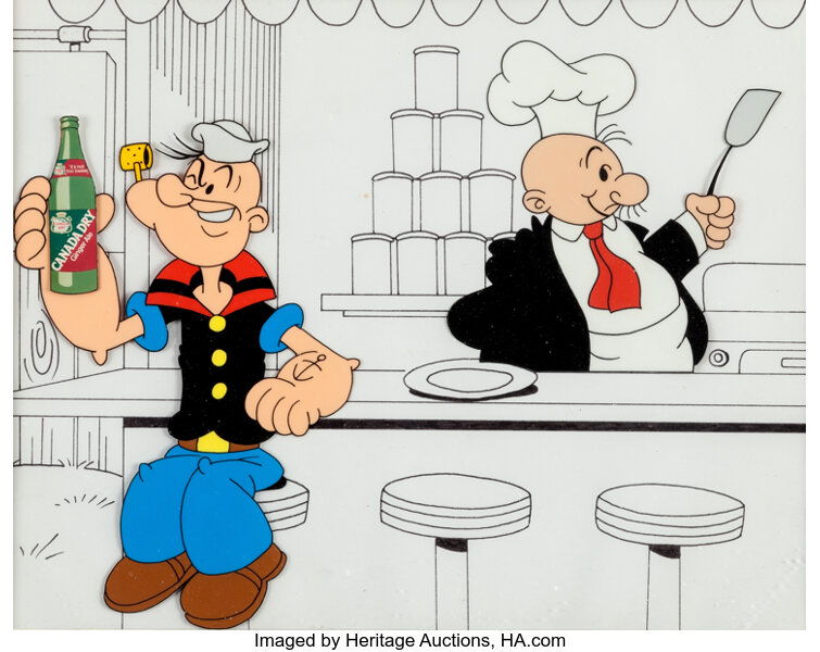 Popeye and Wimpy - Canada Dry Television Commercial Production Cel