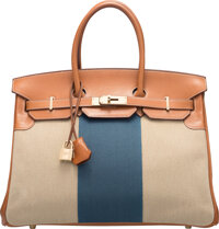 Sold at Auction: Hermes 35cm Brown Leather Custom Hand Painted Birkin