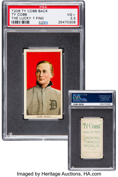 1909-11 T206 Ty Cobb Portrait Red Background with Ty Cobb Back