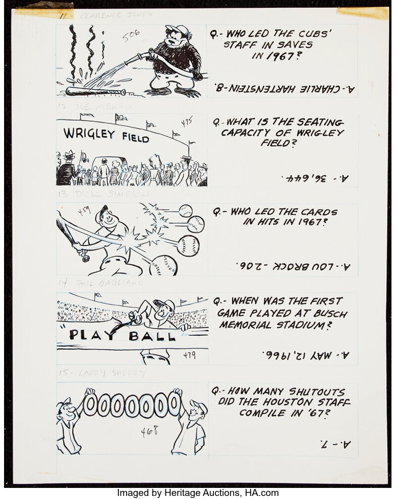 1968 Topps Baseball Original Art Featuring Wrigley Field Trivia Lot 42225 Heritage Auctions