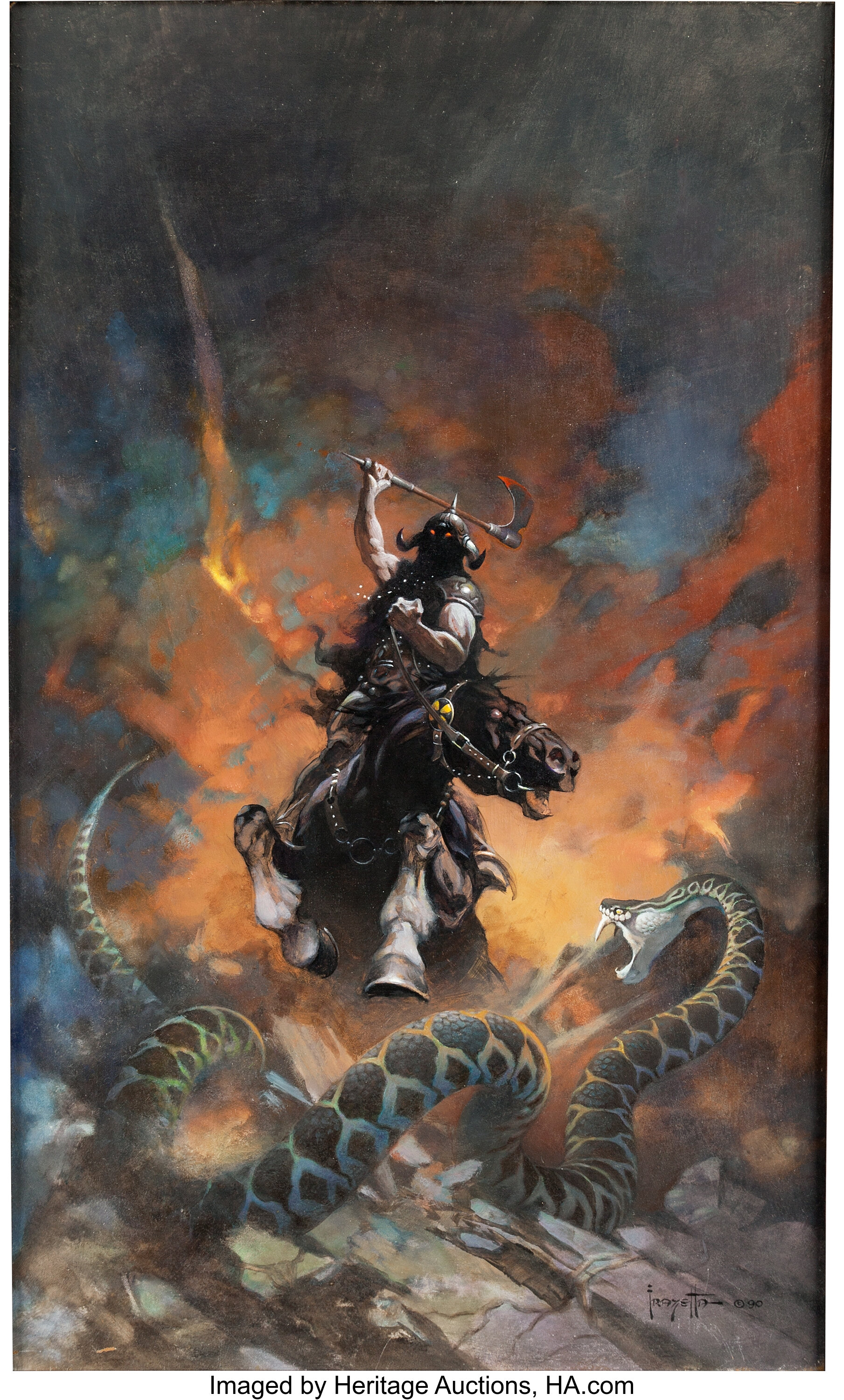 Frank Frazetta Death Dealer 6 Painting Original Art (1990).... Lot