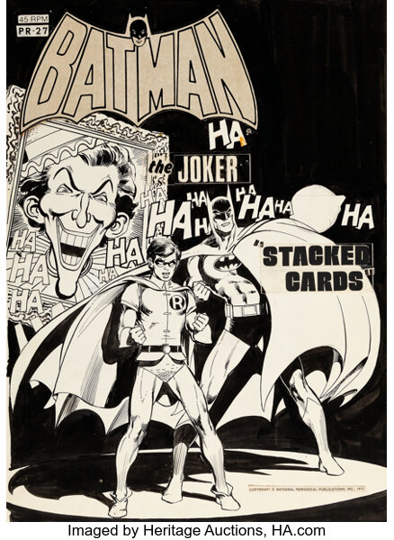 Original Comic Art:Covers, Neal Adams and Dick Giordano Batman: Stacked Cards [Book and Record Set] PR-27 Cover Original Art (Power Records, ...