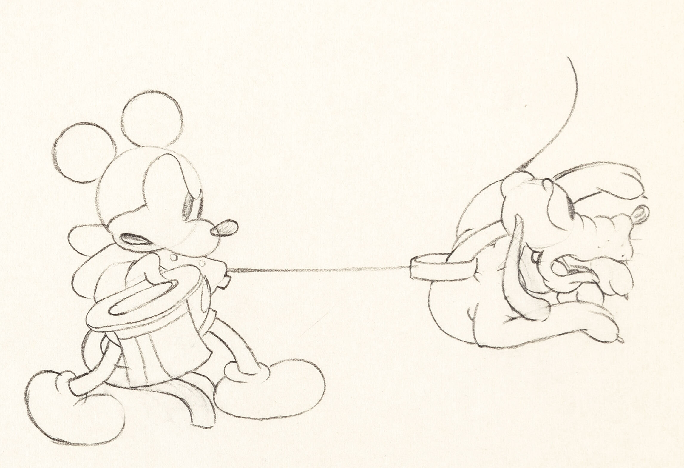 Mickey's Gala Premier Mickey Mouse and Pluto Animation Drawing | Lot ...