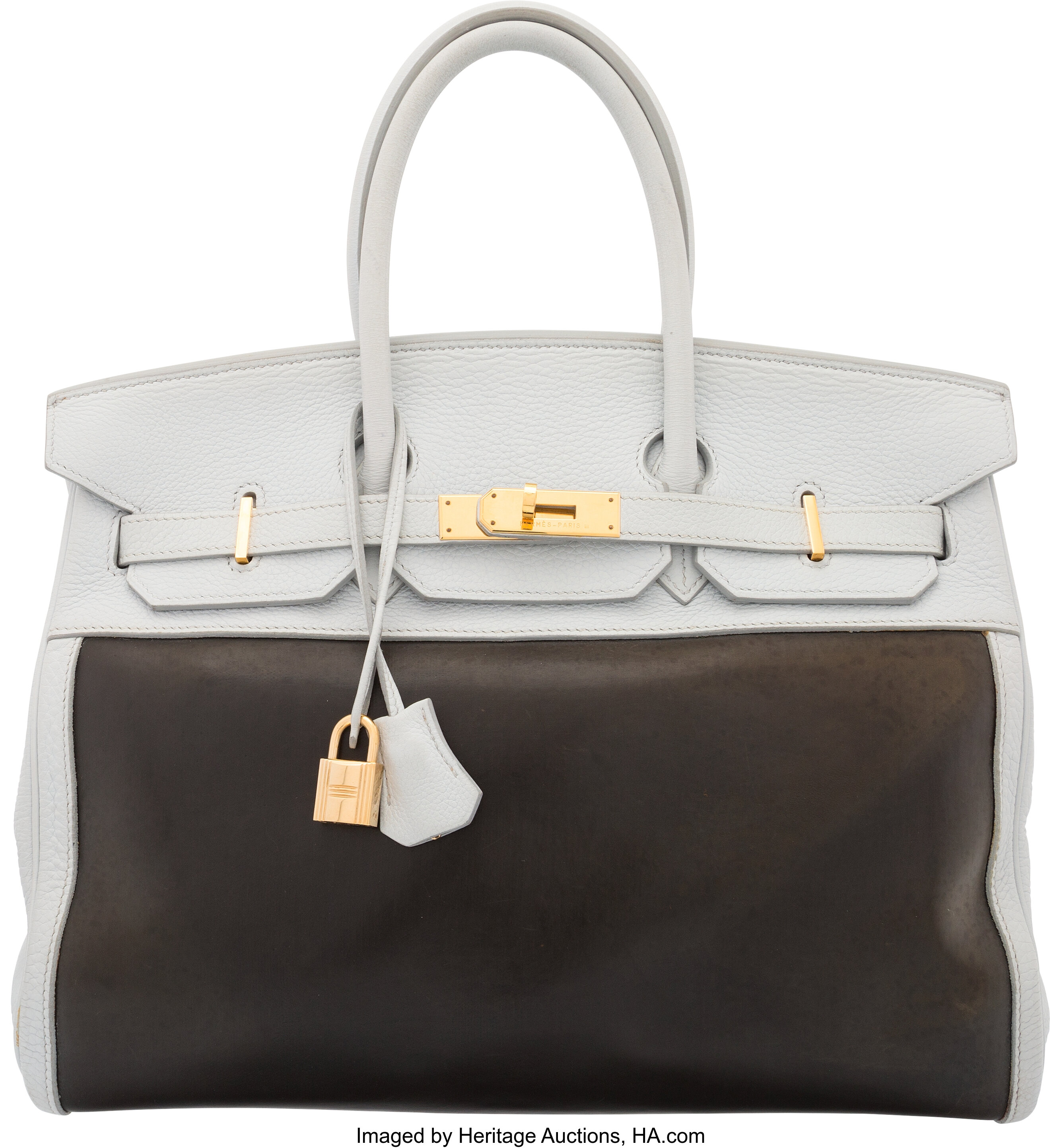 Sold at Auction: Hermes 35cm Chocolate Brown Clemence Leather Birkin