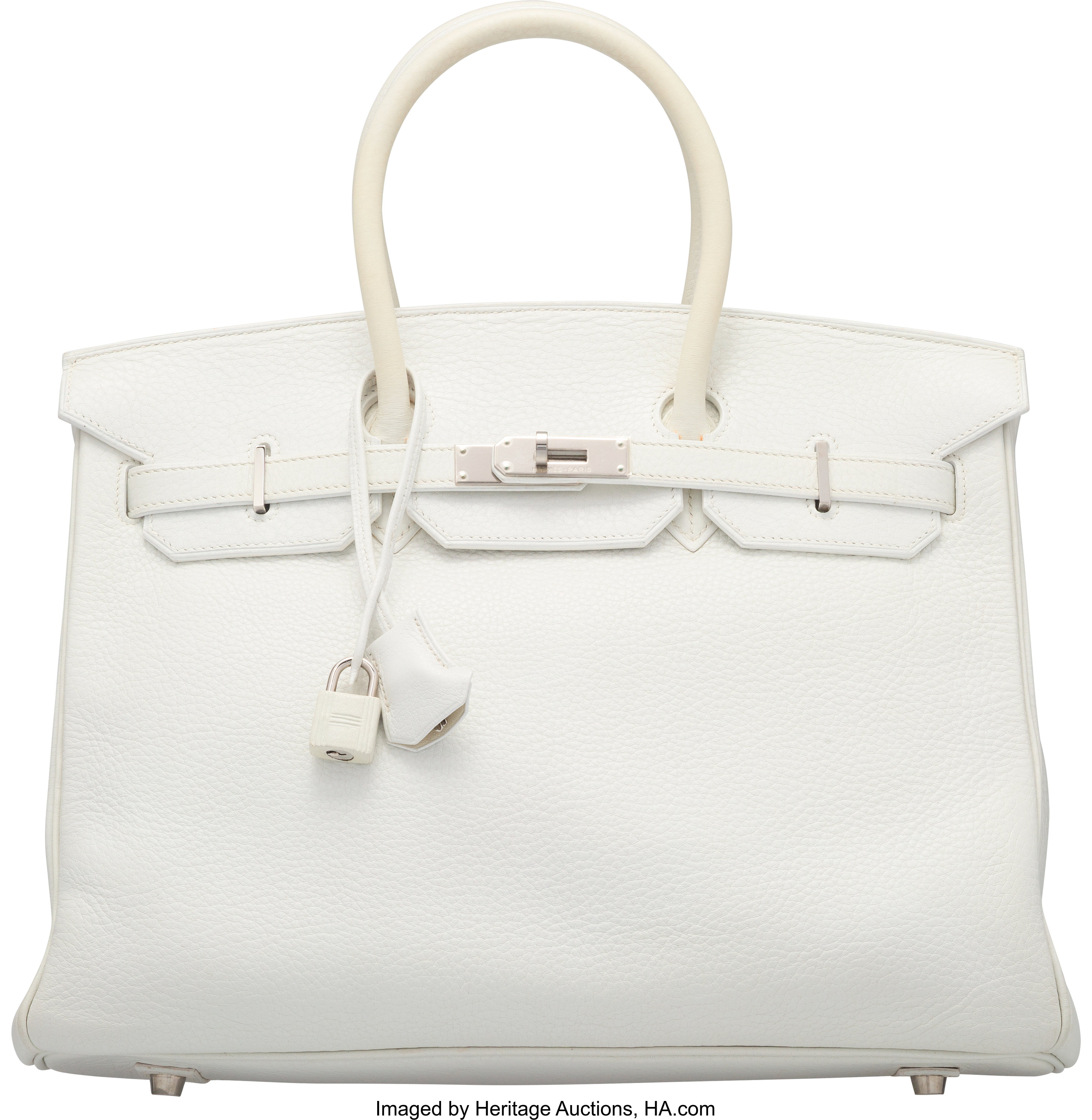 Hermes 35cm White Clemence Leather Palladium Plated Birkin Bag - Yoogi's  Closet