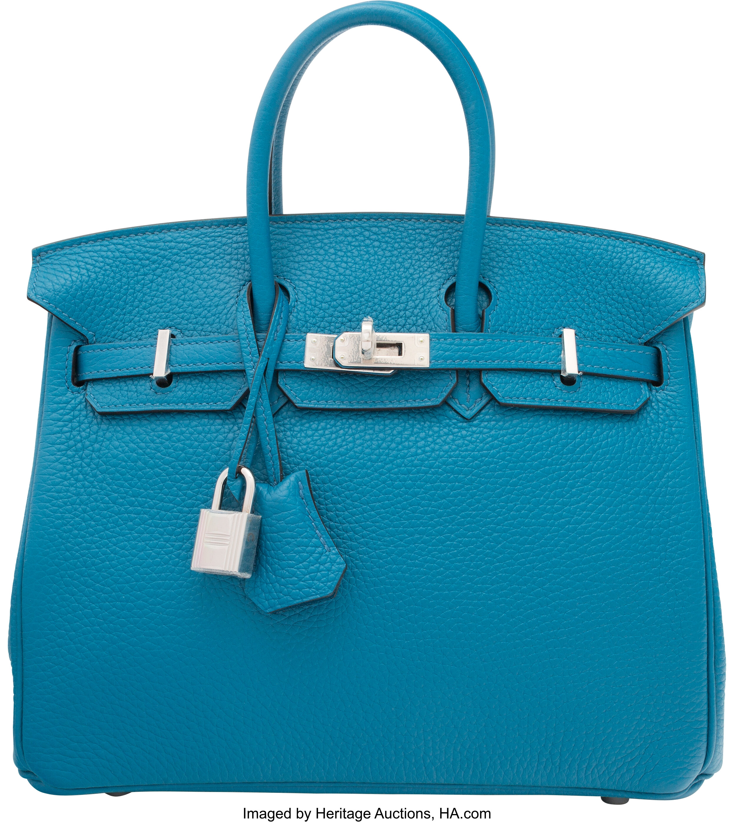 Hermes 35cm Blue Thalassa Togo Leather Retourne Kelly Bag with