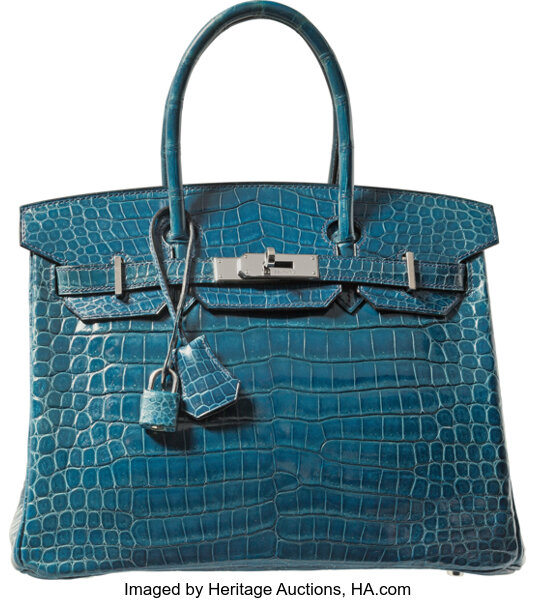 Preloved HERMES Birkin 30 Blue Roi Nilo Croco Silver Hardware Stamp I 2005