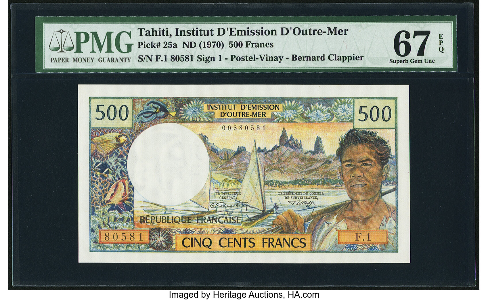 Tahiti Institut d'Emission d'Outre-Mer 500 Francs ND (1970) Pick