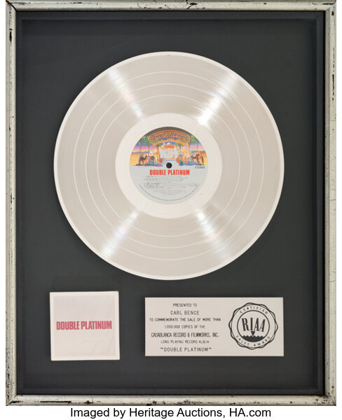 KISS Double Platinum Platinum Album Sales Award (Casablanca NBLP