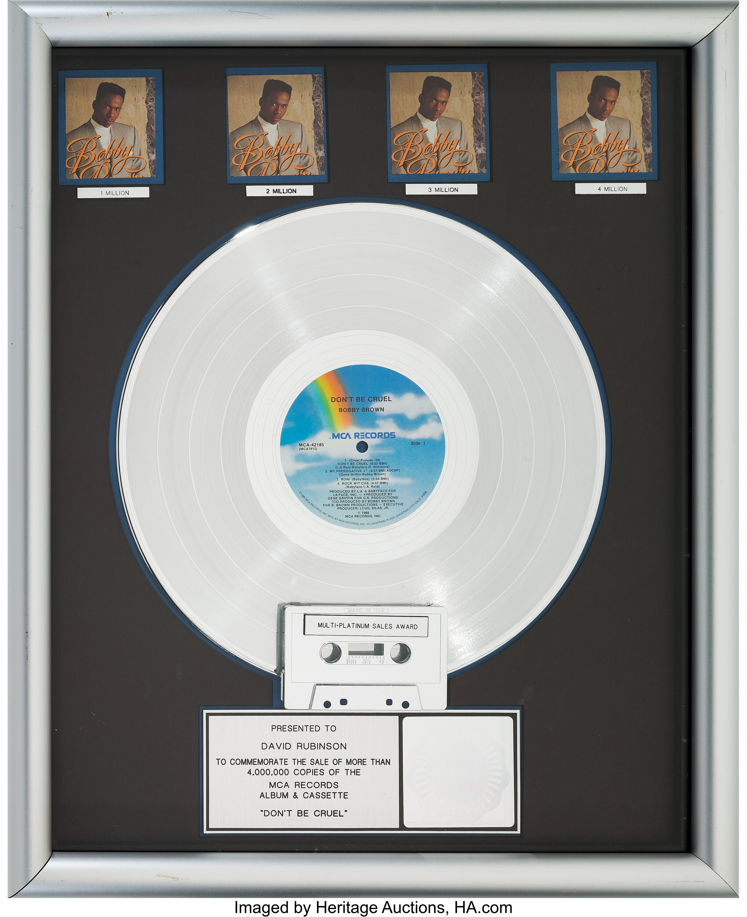 Bobby Brown Don't Be Cruel RIAA Multi-Platinum Album Sales Award | Lot ...