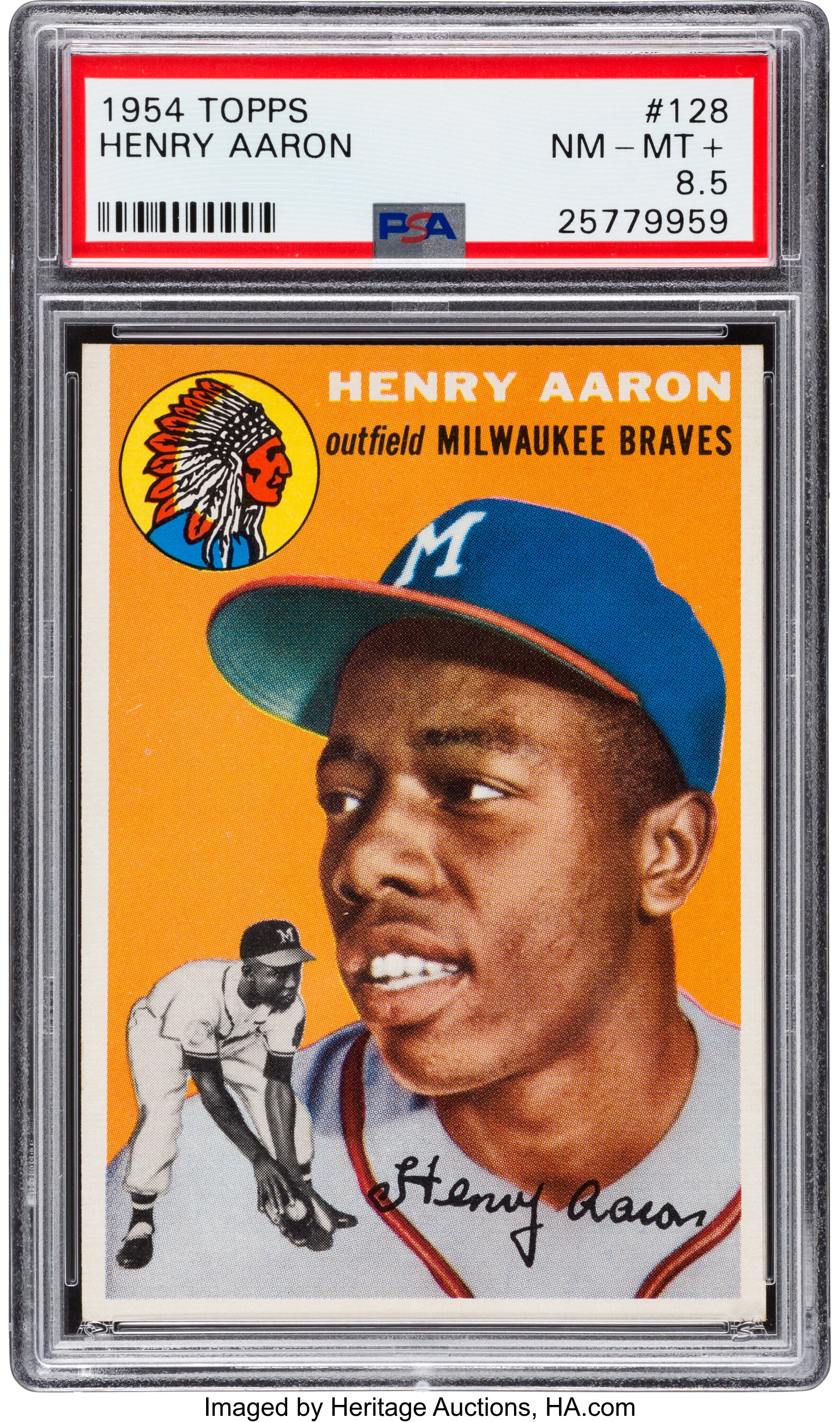 1954 Topps Hank Aaron #128 Rookie Braves Baseball Card PSA EX+ 5.5