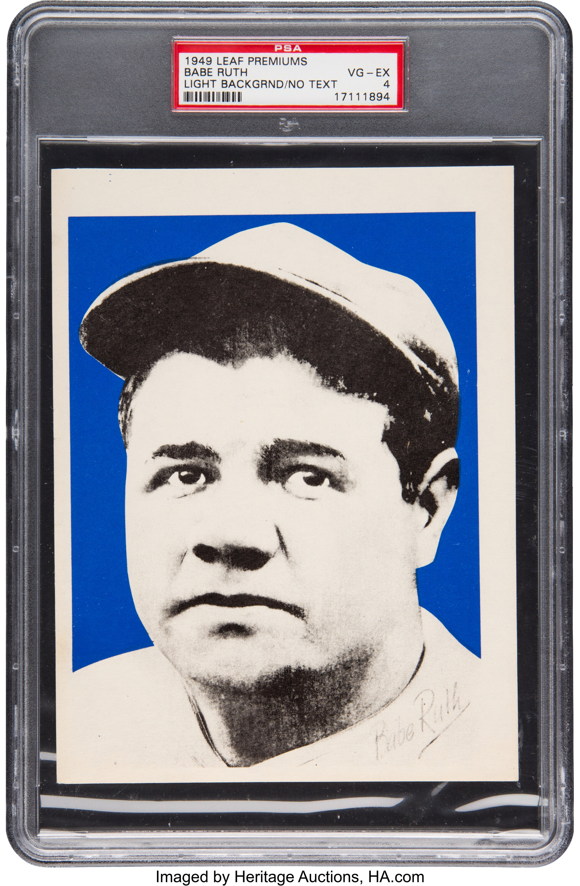 1949 Leaf Baseball Premiums Babe Ruth PSA VG-EX 4 - Pop One, None