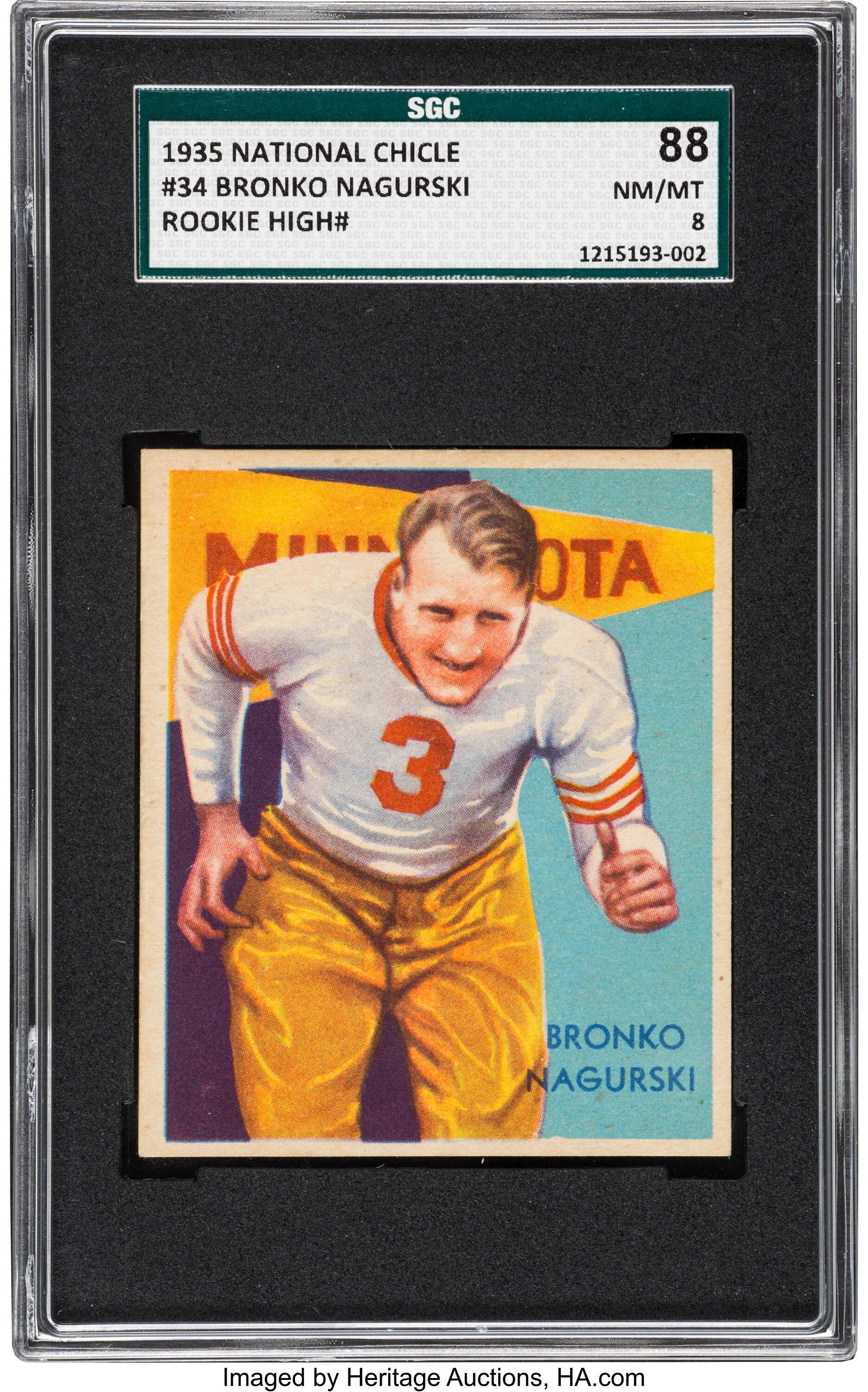 1935 National Chicle Bronko Nagurski #34 SGC 88 NM/MT 8., Lot #80919