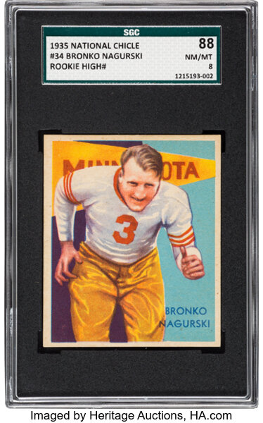 Sold at Auction: Rare 1935 National Chicle #34 Bronko Nagurski Rookie.