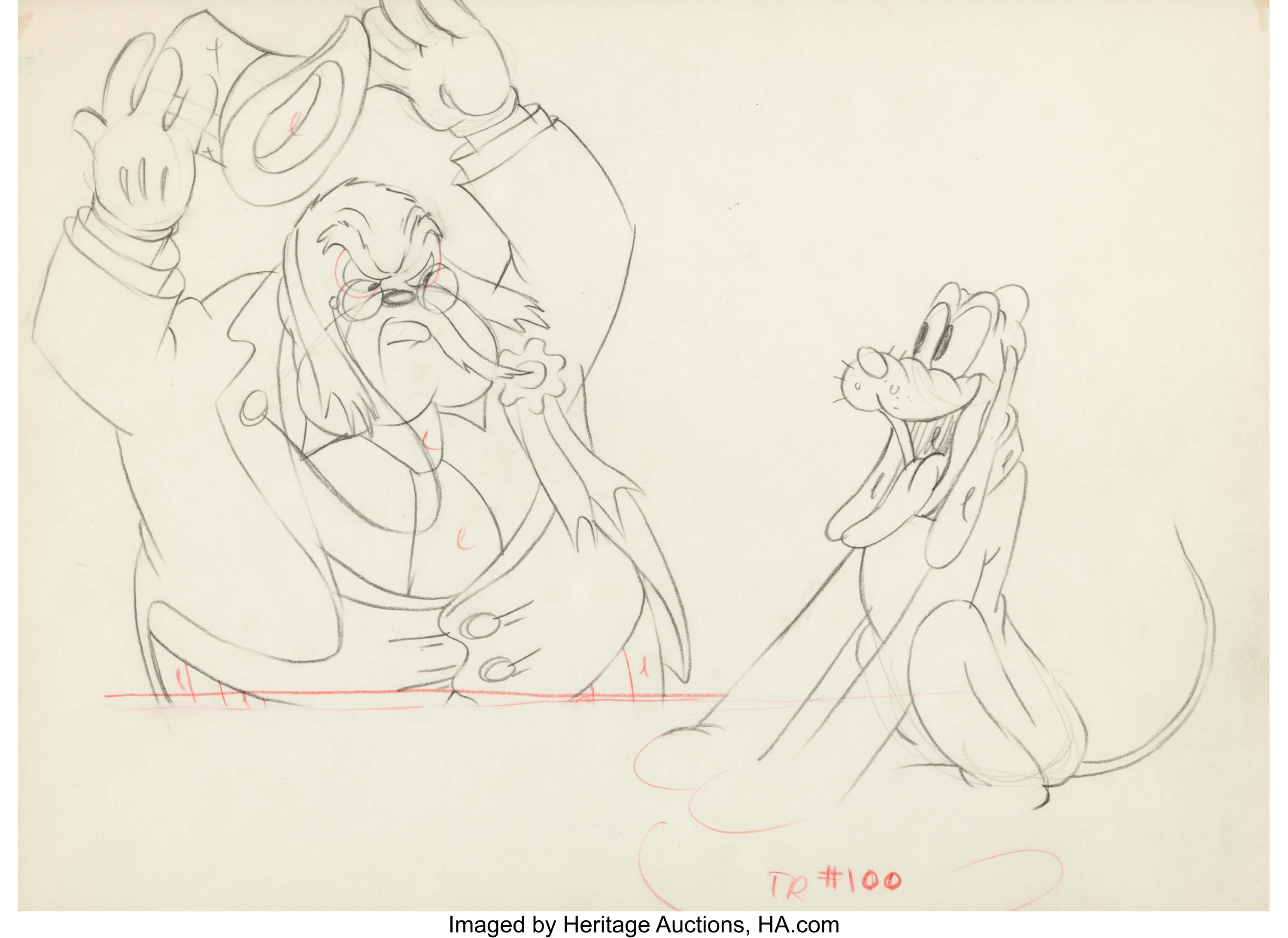 Society Dog Show Pluto and Judge Animation Drawing (Walt Disney, | Lot ...