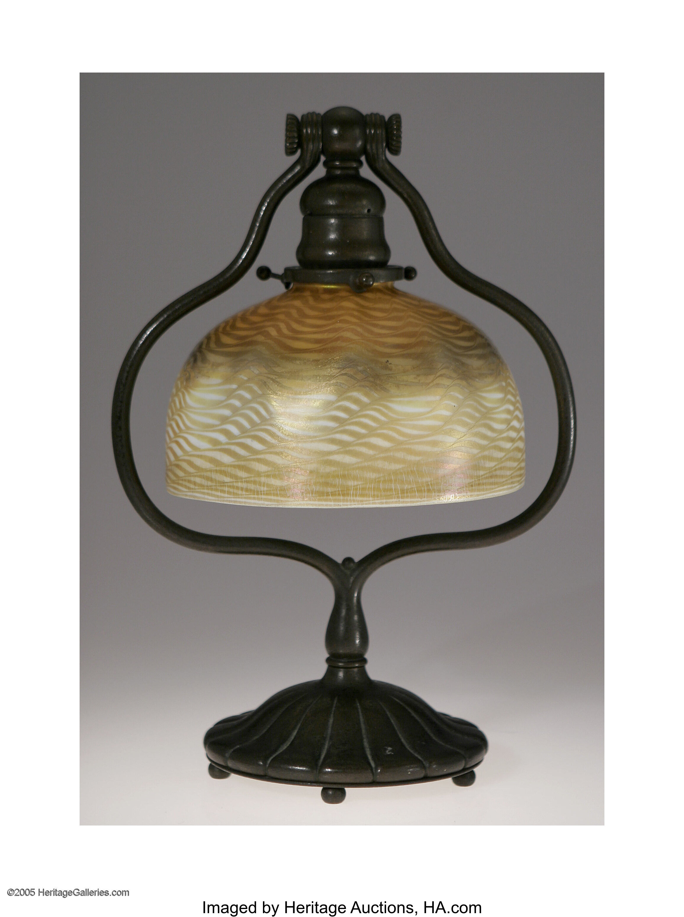 An American Art Glass And Bronze Desk Lamp Tiffany Studios C 1900