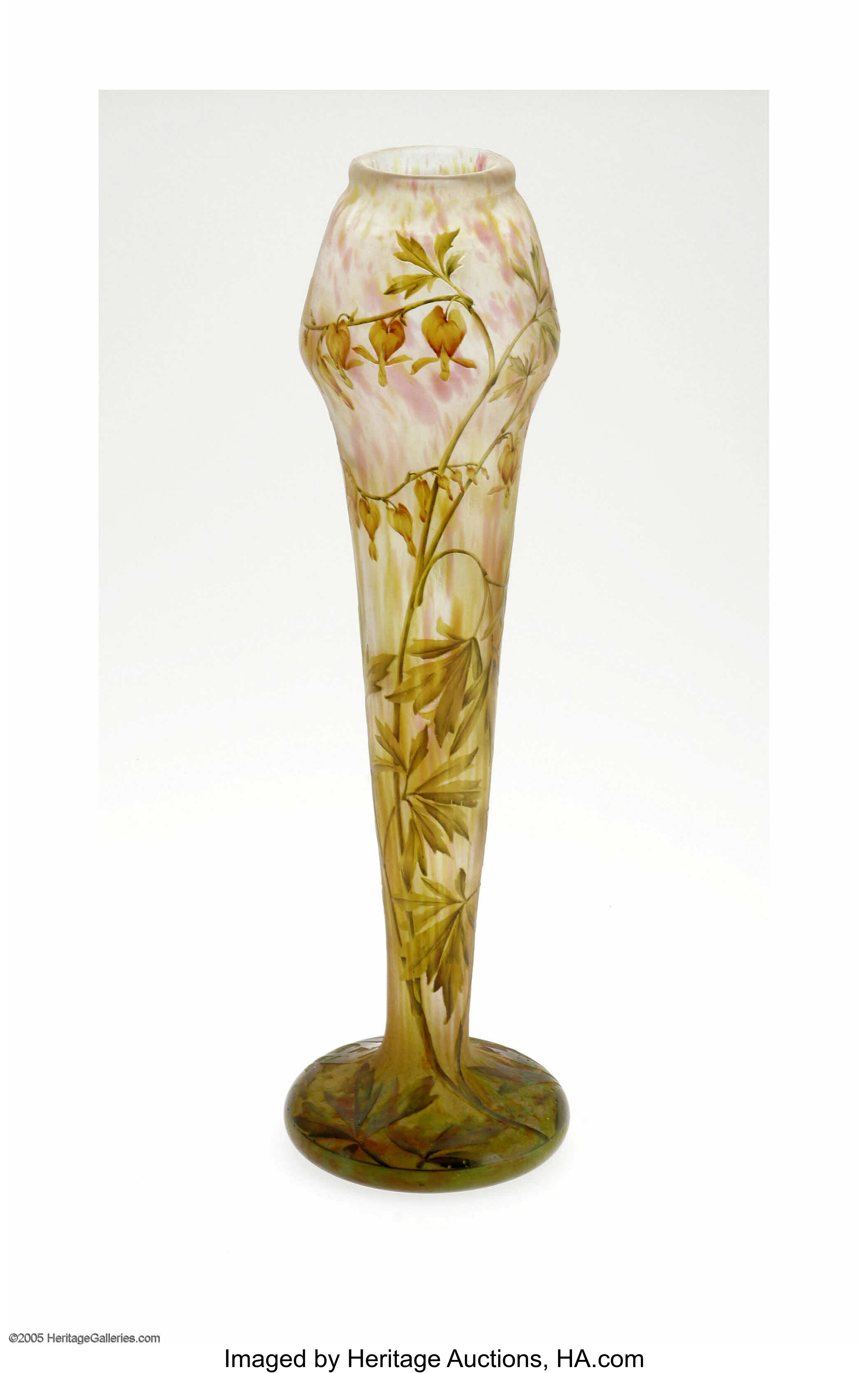 A French Overlaid Etched And Enamelled Glass Vase Daum Nancy