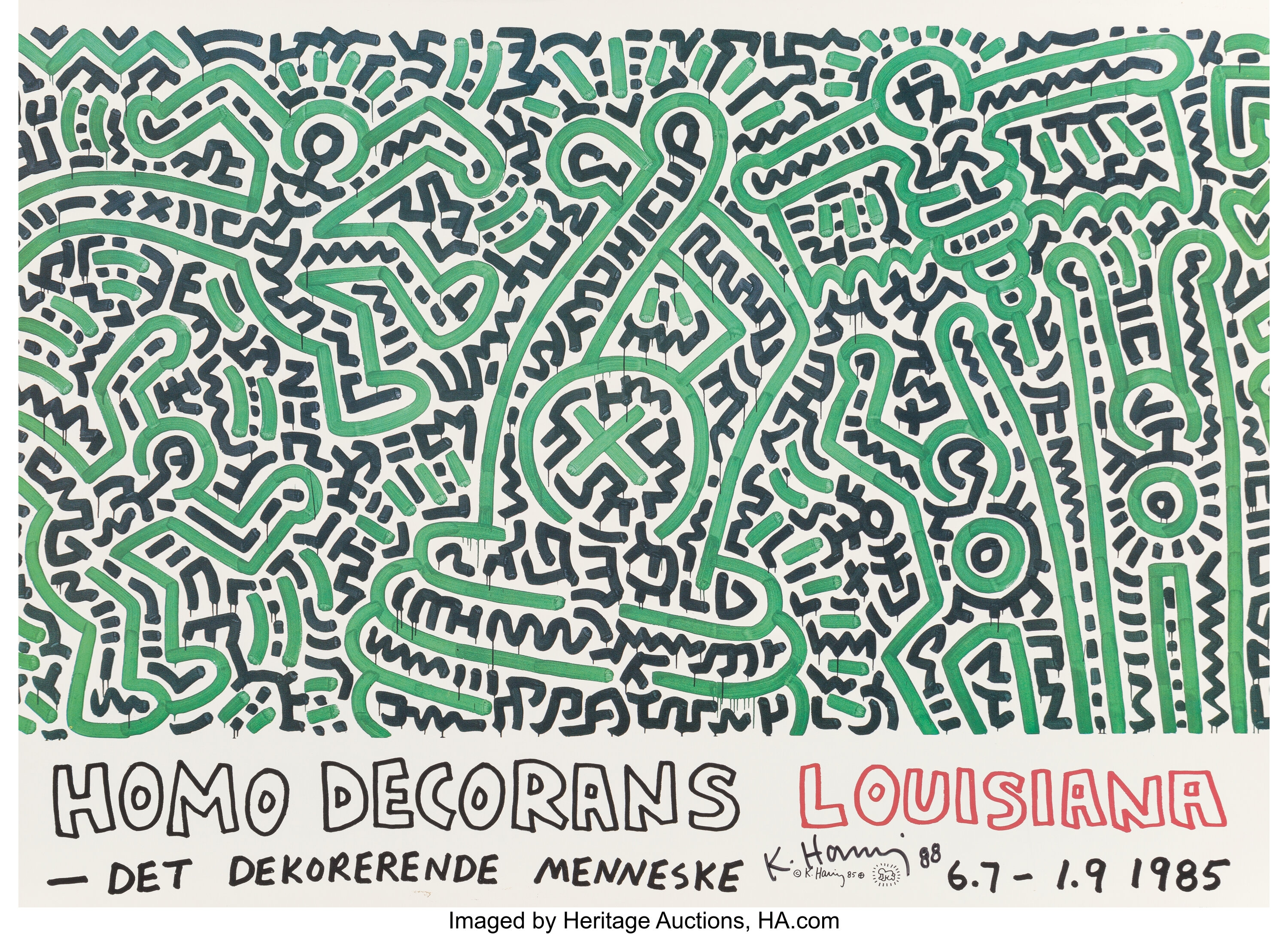 After Keith Haring . Homo Decorans, exhibition poster, 1985