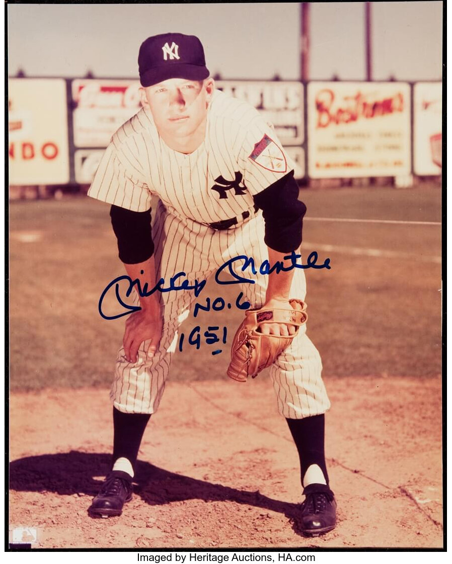 Mickey Mantle 1951 Signed Oversized Photograph. Baseball