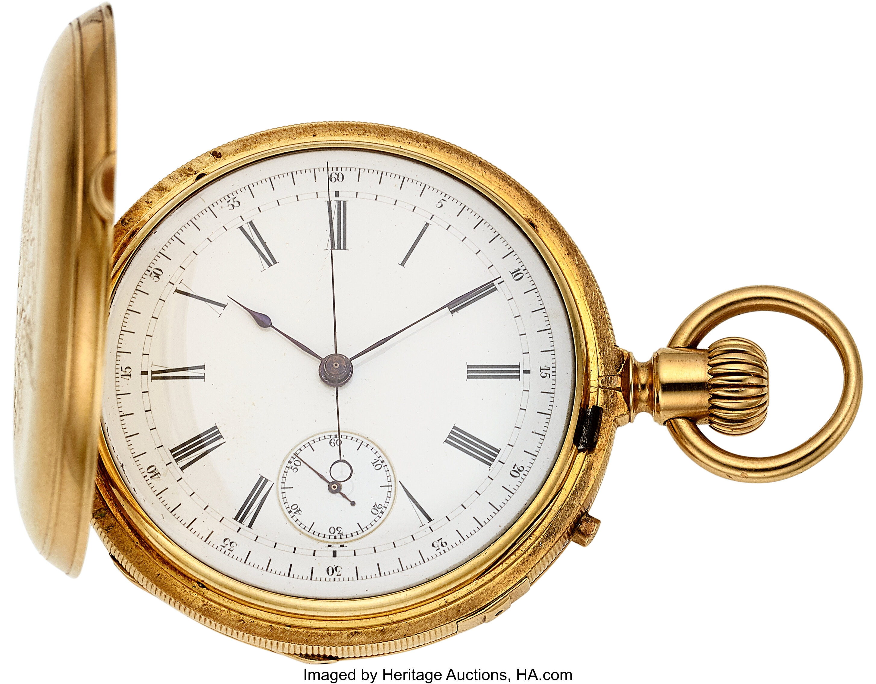 Patek Philippe, 18k Gold Hunter Cased Chronograph, No. 47270, circa ...