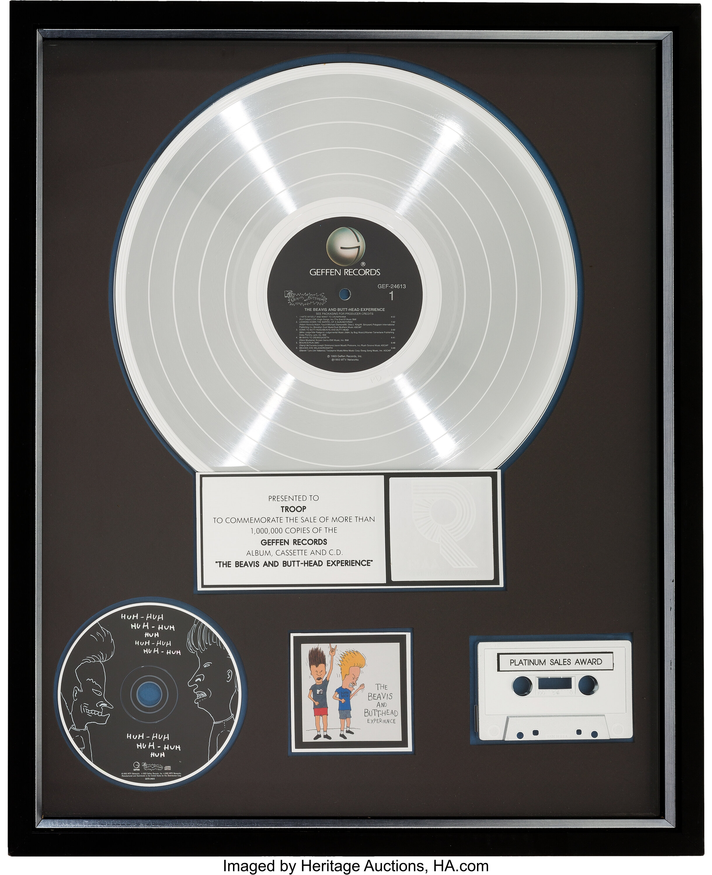 The Beavis And Butt Head Experience Riaa Platinum Album Sales Lot 89693 Heritage Auctions