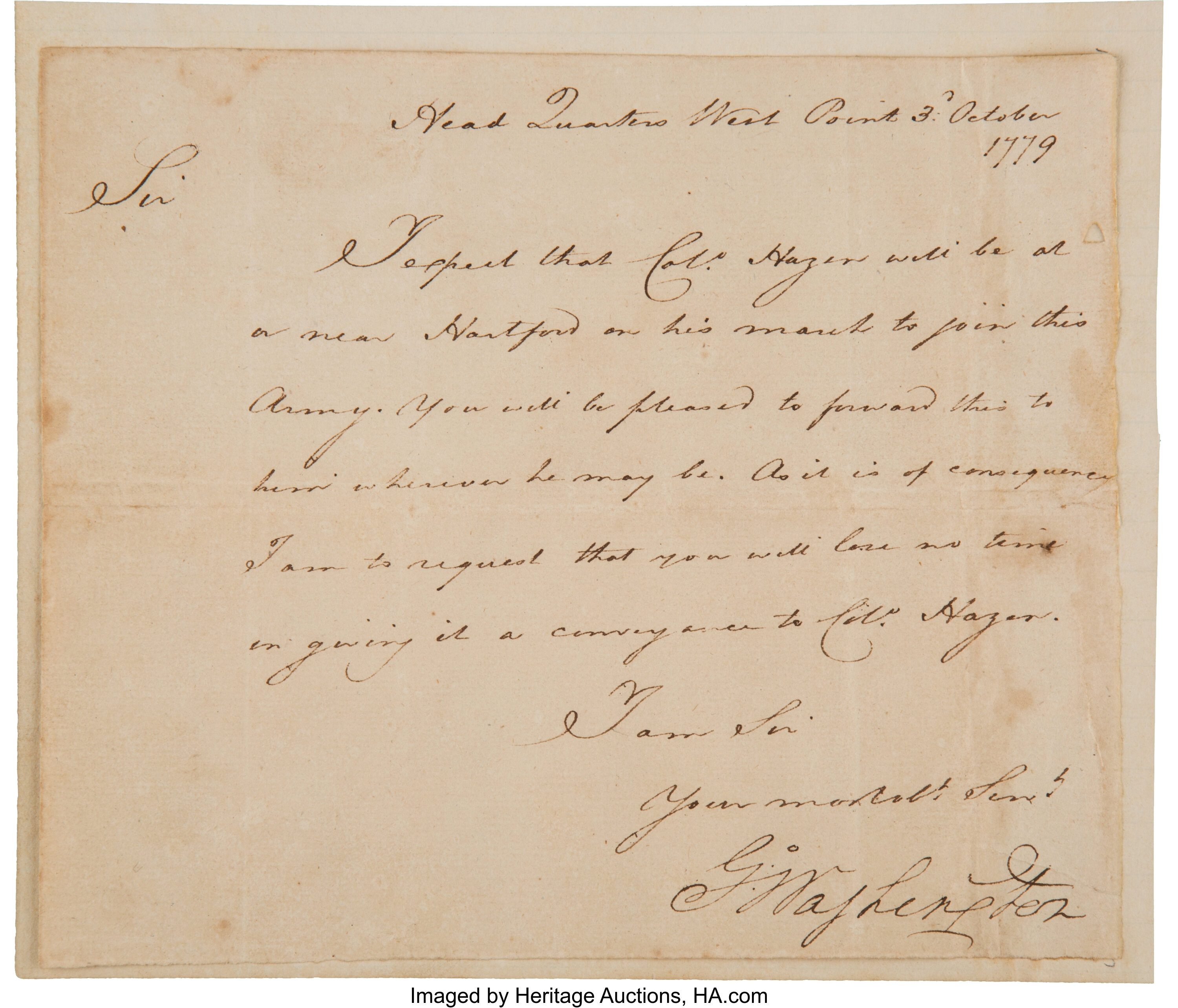 George Washington Letter Signed as Commander-in Chief of the | Lot ...