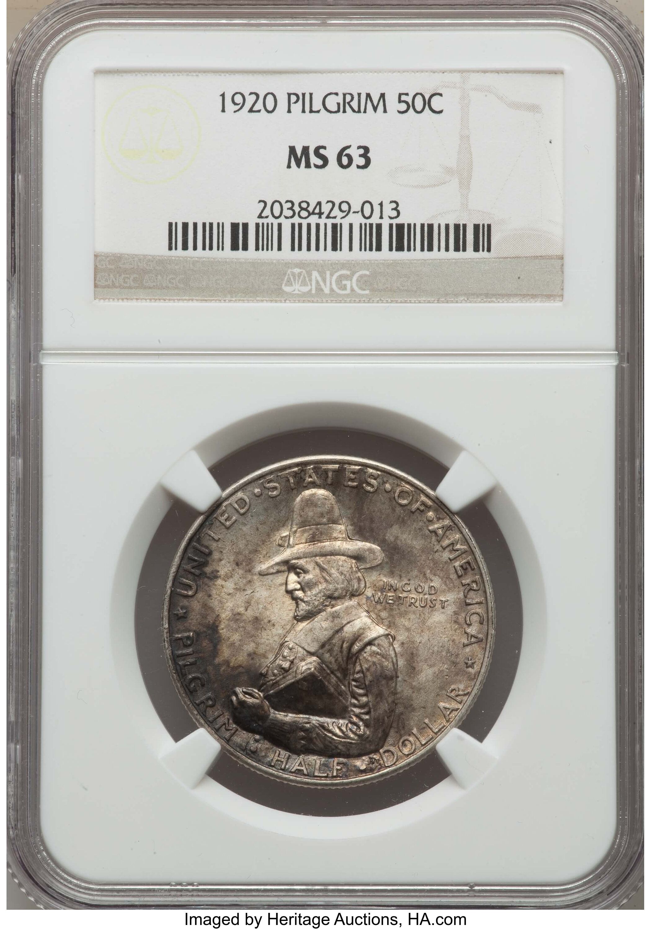 1920 50C Pilgrim MS63 NGC. NGC Census: (828/3553). PCGS