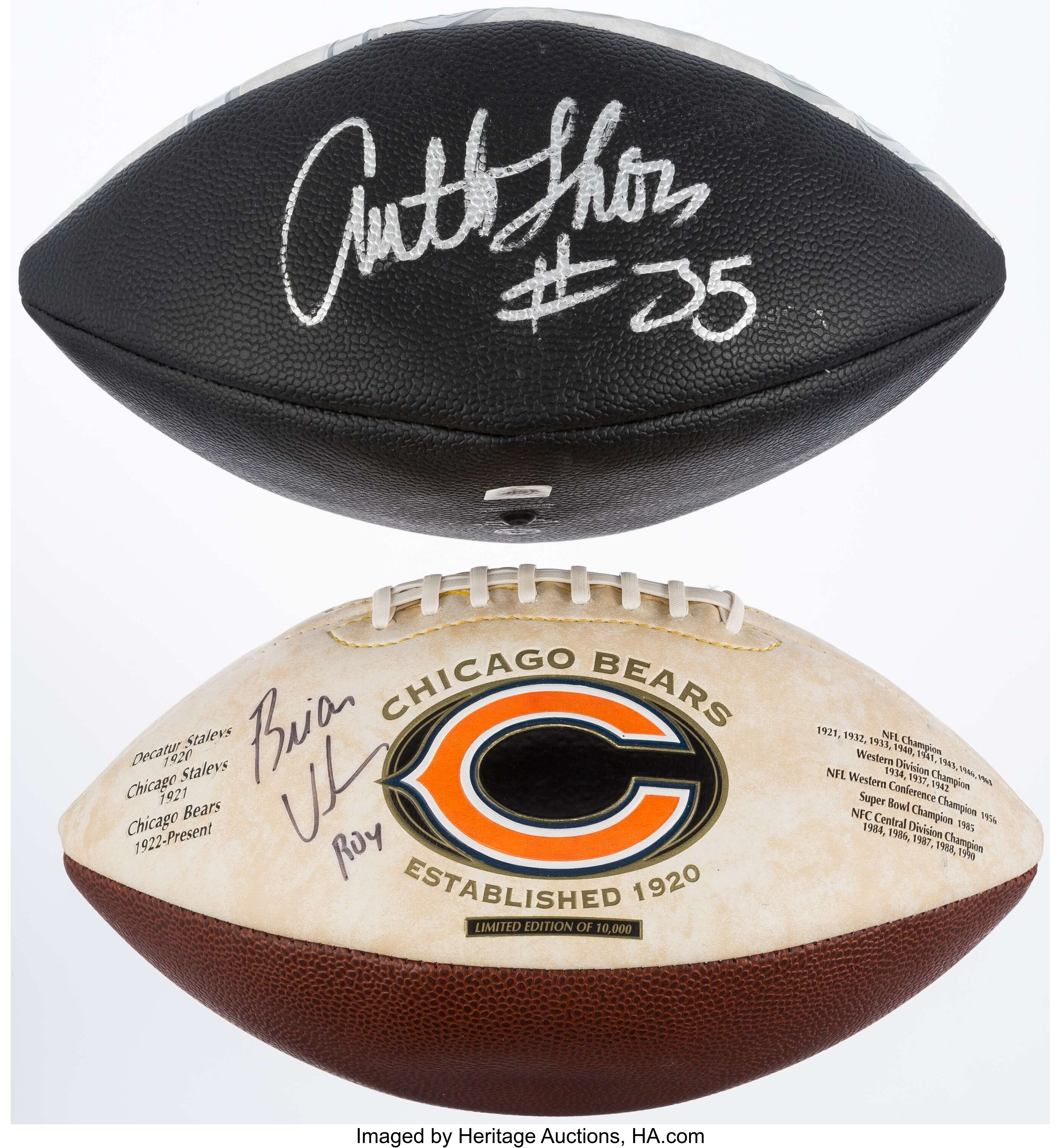 Brian Urlacher and Anthony Thomas Signed Chicago Bears Footballs