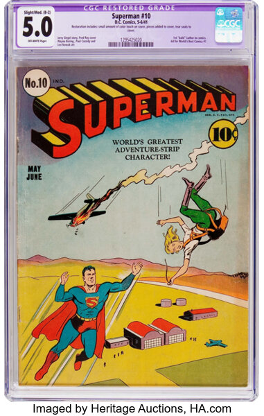 Superman 10 Dc 1941 Cgc Apparent Vg Fn 5 0 Slight To Moderate Lot Heritage Auctions