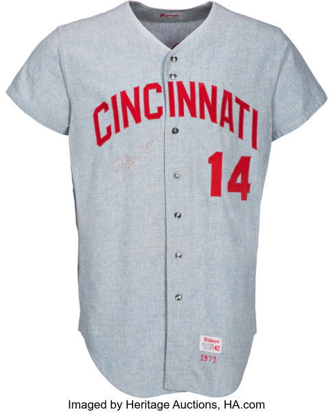 Pete Rose Signed Cincinnati Pro Style Grey Baseball Jersey