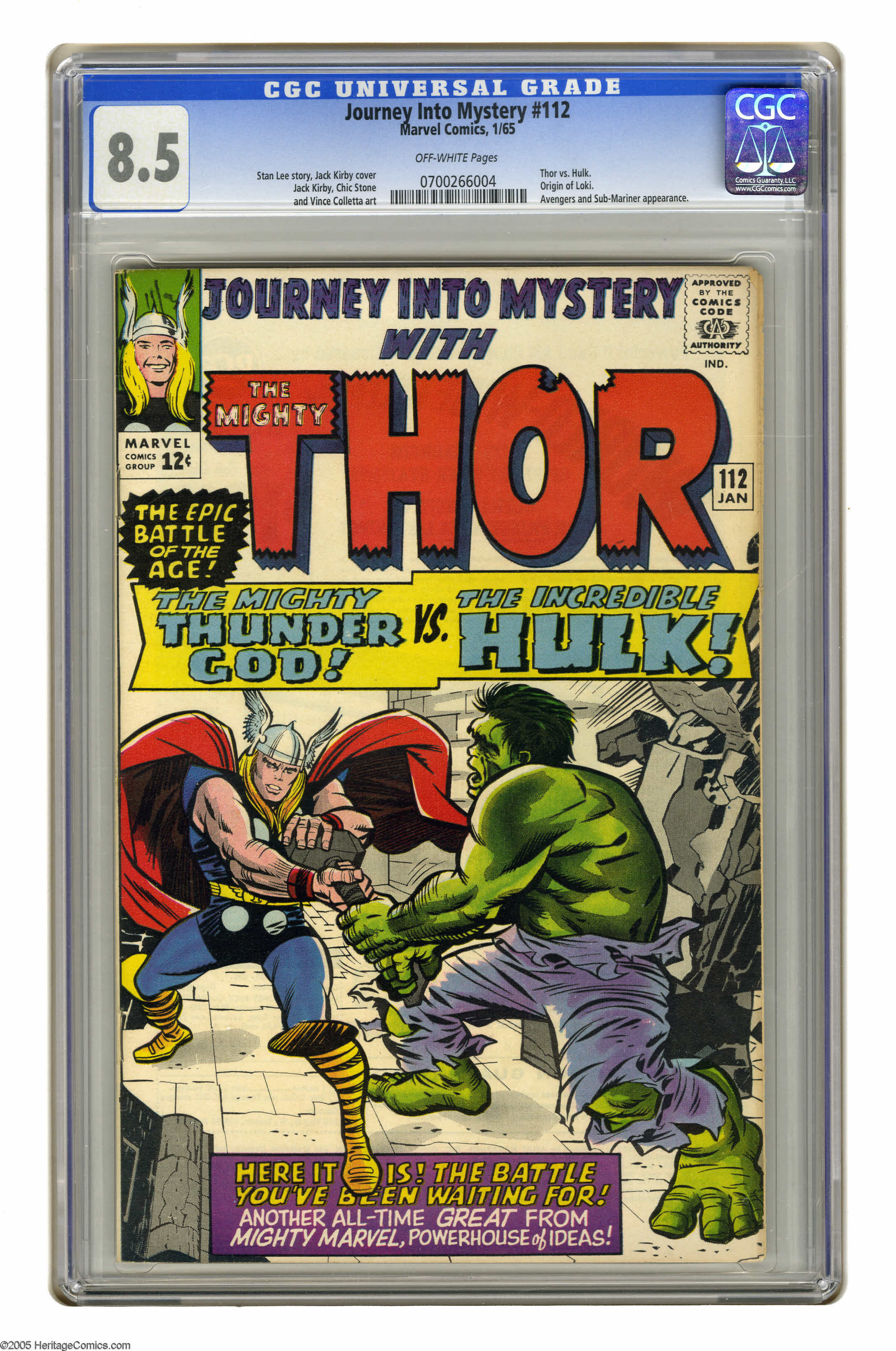 Journey Into Mystery 112 Marvel 1965 Cgc Vf 85 Off