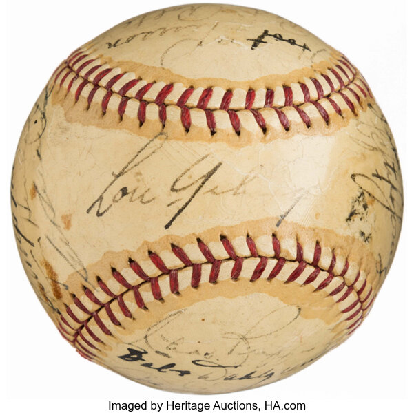 1939 World Champion New York Yankees Team-Signed Baseball PSA 25 Signatures