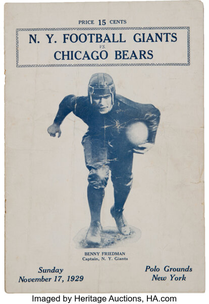 1929 New York Giants vs. Chicago Bears Program. Football