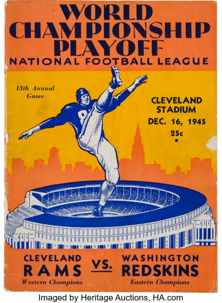 1945 NFL Championship Playoff Program - Rams Over the Redskins. , Lot  #51190