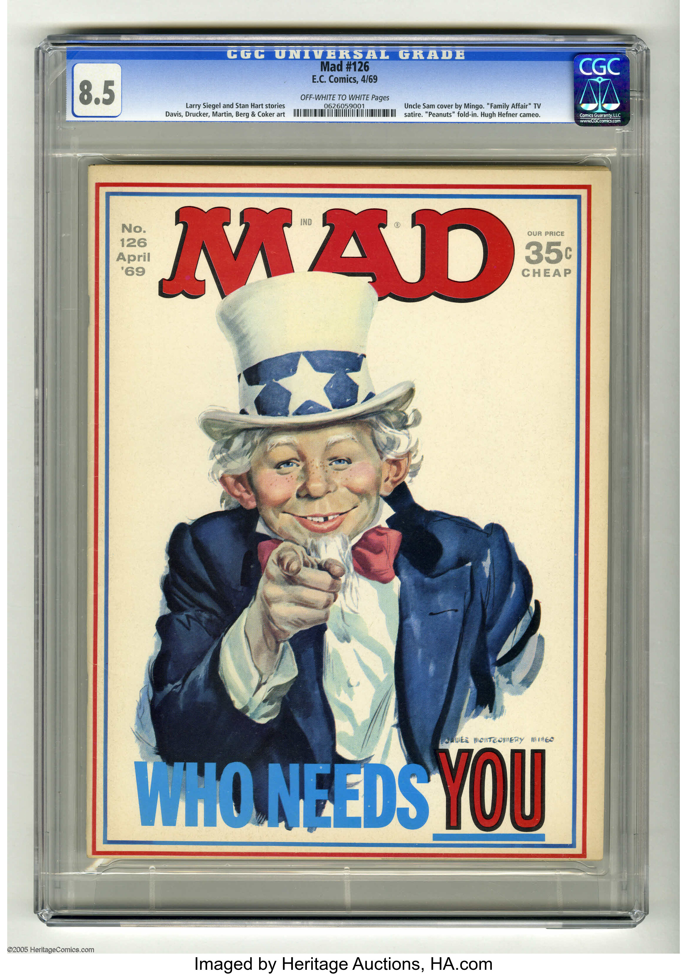 Mad #126 (EC, 1969) CGC VF+ 8.5 Off-white to white pages. Uncle