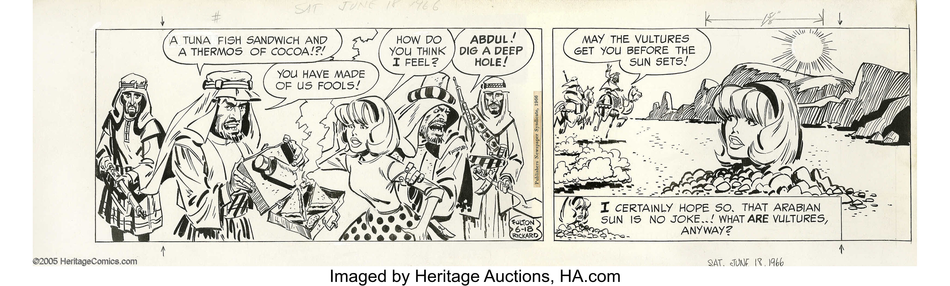 Jack Rickard - Pauline McPeril Sunday Comic Strip Original Art, | Lot ...