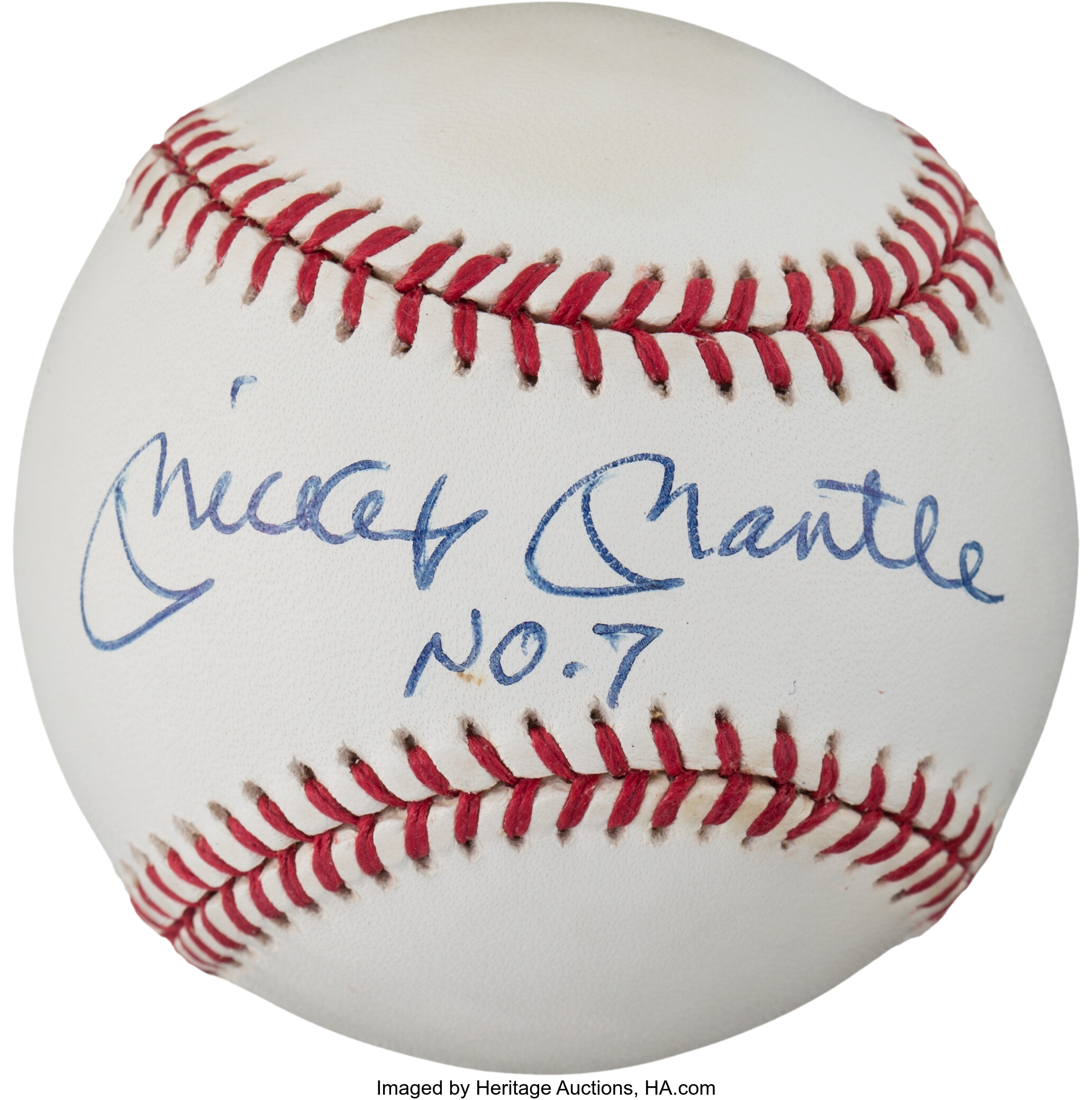 Mickey Mantle No. 7 Signed American League Baseball JSA Graded MINT 9