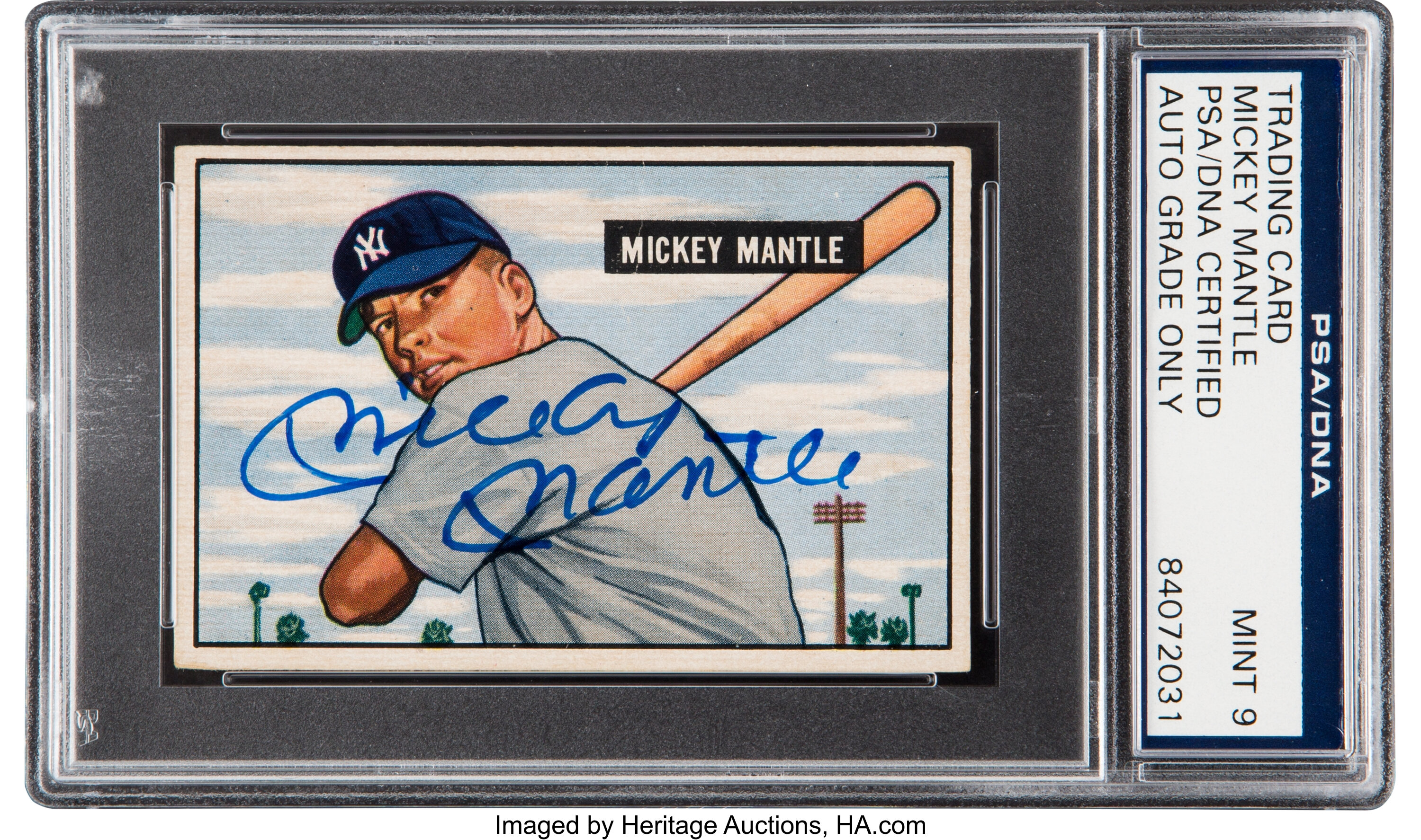 1951 Bowman Mickey Mantle Rookie #253, Signed, PSA/DNA Mint 9.. , Lot  #50174