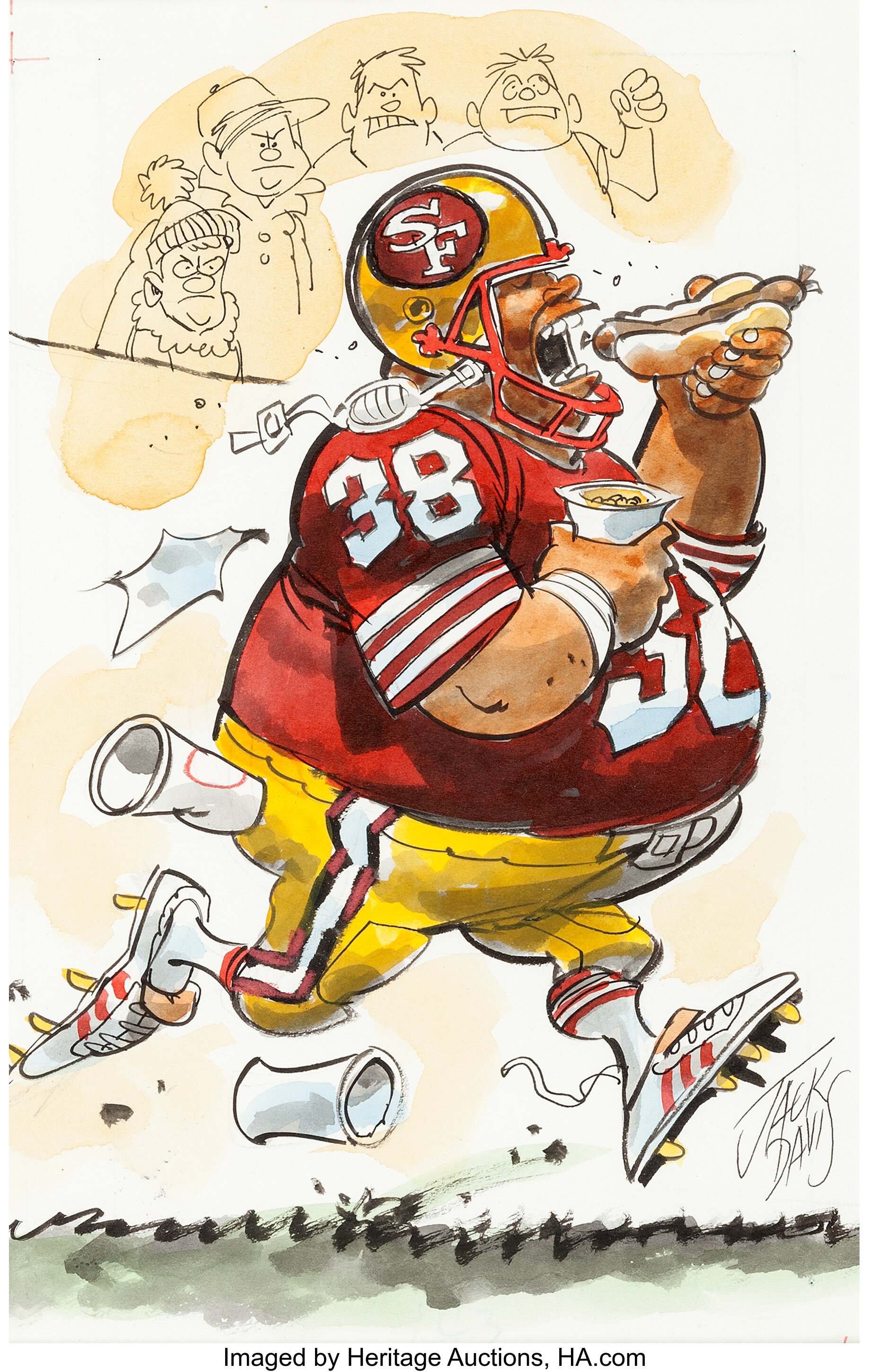 Jack Davis San Francisco 49ers Football Illustration (undated)., Lot  #94510